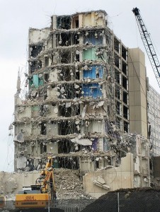 Cabrini-Green towers undergoing demolition.